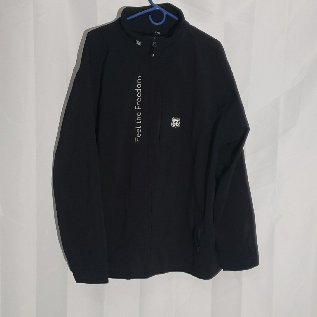 Official Route 66 Brand Fleece Lined Windbreaker Black Jacket Size 3xl
